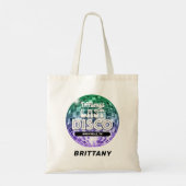 Gepersonaliseerde vrijgezellenfeest laatste disco tote bag (Achterkant)