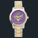 Gepersonaliseerde vrijmetselaarscadeaus | Vrijmets Horloge<br><div class="desc">Ontdek de perfecte mix van elegantie en symboliek met onze unieke vrijmetselaarscadeaus | Goud vrijmetselaarshorloge. Dit zorgvuldig vervaardigde uurwerk heeft een prachtige gouden afwerking en het iconische Masonic kompas embleem, waardoor het een vooraanstaand accessoire is voor elke vrijmetselaar. Ideaal voor speciale gelegenheden of als een gekoesterde aandenken, dit horloge combineert...</div>
