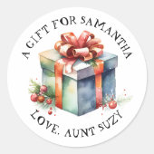 Gepersonaliseerde Vrolijk Kerstfeest van en naar G Ronde Sticker (Voorkant)