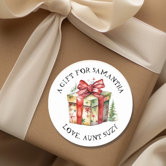 Gepersonaliseerde Vrolijk Kerstfeest van en naar G Ronde Sticker