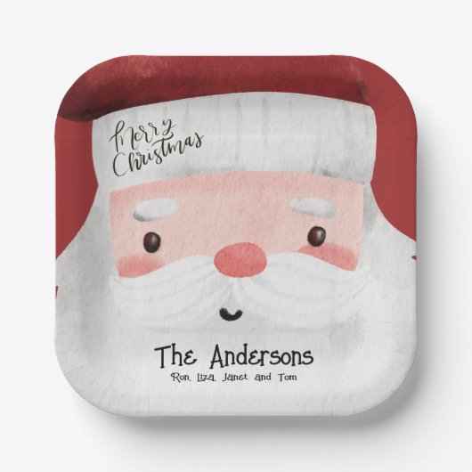 Gepersonaliseerde Vrolijk Kerstmis Schattige Sinte Papieren Bordje (Voorkant)