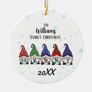 Gepersonaliseerde vrolijke kabouters keramisch ornament