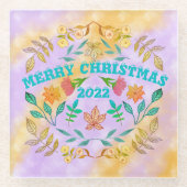 GEPERSONALISEERDE VROLIJKE KERST 20XX GLAZEN ONDERZETTER (Voorkant)