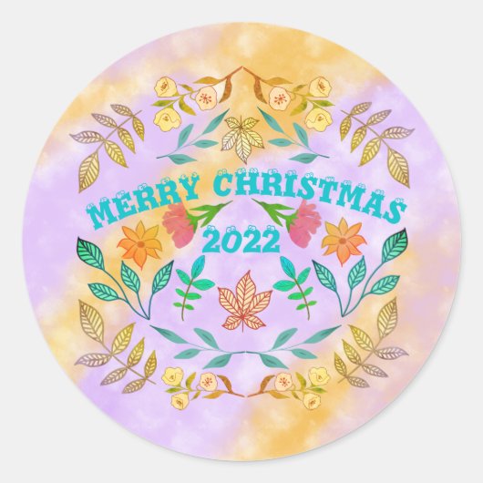 GEPERSONALISEERDE VROLIJKE KERST 20XX RONDE STICKER (Voorkant)
