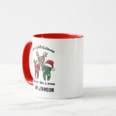 Gepersonaliseerde vrolijke kerst bloeit als een ba mok (Voorkant links)