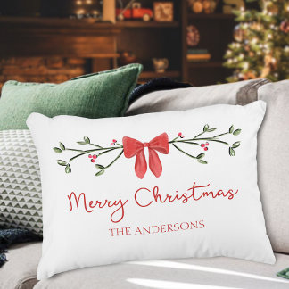 Gepersonaliseerde vrolijke kerst Coquette Bow Tren Accent Kussen
