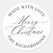 Gepersonaliseerde vrolijke kerst gemaakt met liefd ronde sticker (Voorkant)