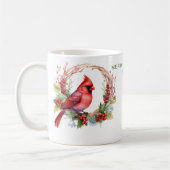 Gepersonaliseerde vrolijke kerst kardinaal koffiemok (Links)