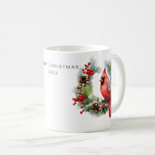 Gepersonaliseerde vrolijke kerst kardinaal koffiemok