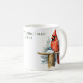 Gepersonaliseerde vrolijke kerst kardinaal koffiemok (Voorkant rechts)