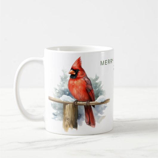 Gepersonaliseerde vrolijke kerst kardinaal koffiemok (Links)