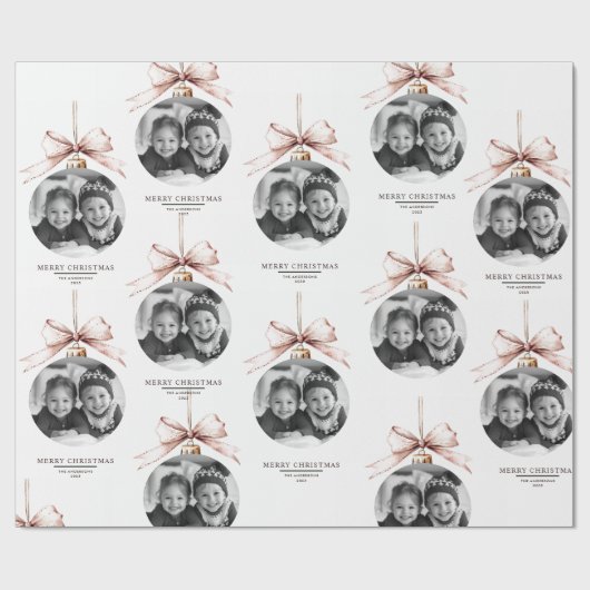 Gepersonaliseerde vrolijke kerst met foto cadeaupapier (Vlak)