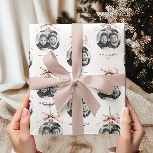 Gepersonaliseerde vrolijke kerst met foto cadeaupapier