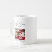 Gepersonaliseerde vrolijke kerst met foto en naam koffiemok (Voorkant links)