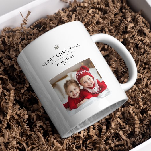 Gepersonaliseerde vrolijke kerst met foto en naam koffiemok