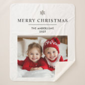 Gepersonaliseerde vrolijke kerst met foto en naam sherpa deken (Voorkant)