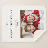 Gepersonaliseerde vrolijke kerst met foto en naam sherpa deken (Voorkant (horizontaal))