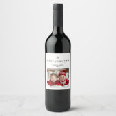 Gepersonaliseerde vrolijke kerst met foto en naam wijn etiket (Voorkant)