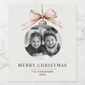 Gepersonaliseerde vrolijke kerst met foto wijn etiket (Enkel label)