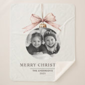 "Gepersonaliseerde vrolijke kerst met fotocadeau Sherpa Deken (Voorkant)