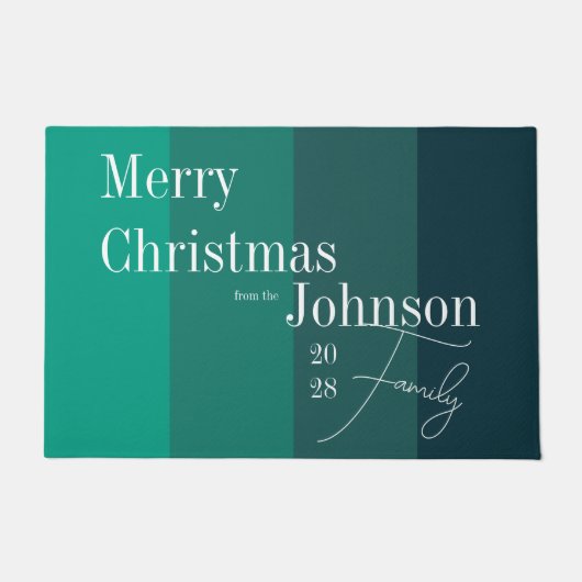 Gepersonaliseerde vrolijke kerst moderne typografi deurmat (Voorkant)