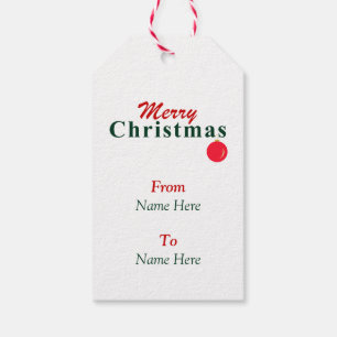 Gepersonaliseerde vrolijke kerst, Ornament rood gr Cadeaulabel