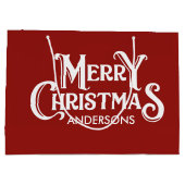 Gepersonaliseerde vrolijke kerst rood groot cadeauzakje (Achterkant)
