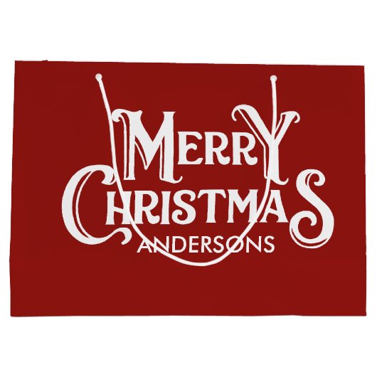 Gepersonaliseerde vrolijke kerst rood groot cadeauzakje (Achterkant)