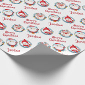 Gepersonaliseerde vrolijke kerst Schattige Santa S Cadeaupapier (Hoek)