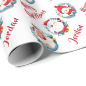 Gepersonaliseerde vrolijke kerst Schattige Santa S Cadeaupapier (Rol Hoek)