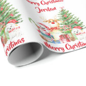 Gepersonaliseerde Vrolijke Kerst Schattigee Gnomen Cadeaupapier (Rol Hoek)