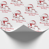 Gepersonaliseerde vrolijke kerst Schattigee sneeuw Cadeaupapier (Hoek)