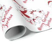 Gepersonaliseerde vrolijke kerst Schattigee sneeuw Cadeaupapier (Rol Hoek)