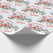 Gepersonaliseerde Vrolijke Kerst Schattigee Uil Sa Cadeaupapier (Hoek)