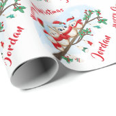 Gepersonaliseerde Vrolijke Kerst Schattigee Uil Sa Cadeaupapier (Rol Hoek)