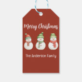 Gepersonaliseerde vrolijke kerst sneeuwpoppen cadeaulabel (Achterkant)