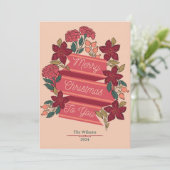 Gepersonaliseerde vrolijke kerstbloem feestdagenkaart (Staand voorkant)