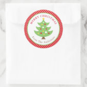 Gepersonaliseerde vrolijke kerstboom ronde Sticker (Tas)