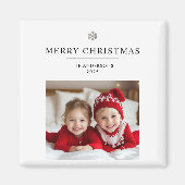 Gepersonaliseerde vrolijke kerstfoto en naam magne magneet (Voorkant)
