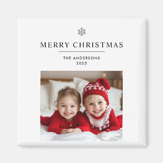 Gepersonaliseerde vrolijke kerstfoto en naam magne magneet (Voorkant)