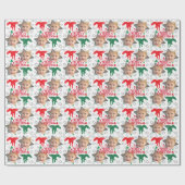 Gepersonaliseerde vrolijke kerstfoto T-Rex Cadeaupapier (Vlak)