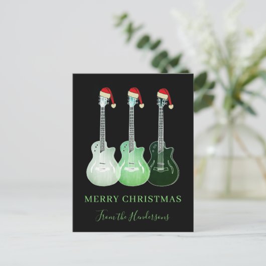 Gepersonaliseerde vrolijke kerstgitaren feestdagenkaart (Staand voorkant)