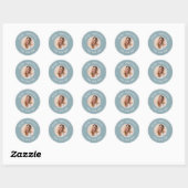 Gepersonaliseerde Vrolijke Kerstkaarten voor foto Ronde Sticker (Vel)
