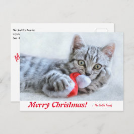 Gepersonaliseerde vrolijke kerstkitten met kerstmu briefkaart