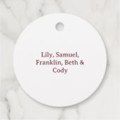 Gepersonaliseerde Vrolijke Kerstkrans met Jaar Bedankjes Labels (Achterkant)