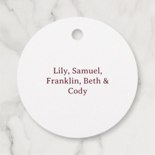 Gepersonaliseerde Vrolijke Kerstkrans met Jaar Bedankjes Labels (Achterkant)