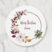 Gepersonaliseerde Vrolijke Kerstkrans met Jaar Bedankjes Labels (Voorkant)