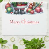 Gepersonaliseerde Vrolijke Kerstman Gnome Theedoek (Gevouwen)