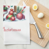 Gepersonaliseerde Vrolijke Kerstman Gnome Theedoek (Quarter Fold)