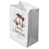 Gepersonaliseerde Vrolijke Kerstmis Auto met Boom Medium Cadeauzakje (Voorkant Gekanteld)